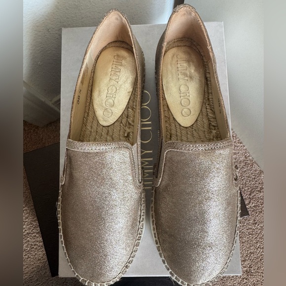 Jimmy Choo Dawn Platform Espadrille - Metallic Gold - Size 38.5 - NEW IN BOX - Picture 7 of 10